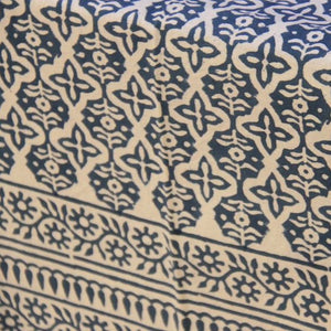 blue block printed tablecloth
