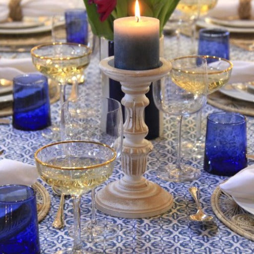 blue cotton tablecloth
