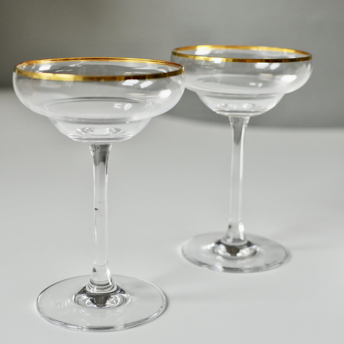 CRYSTAL AND GOLD CHAMPAGNE COCKTAIL COUPES - Pair – Dress For Dinner