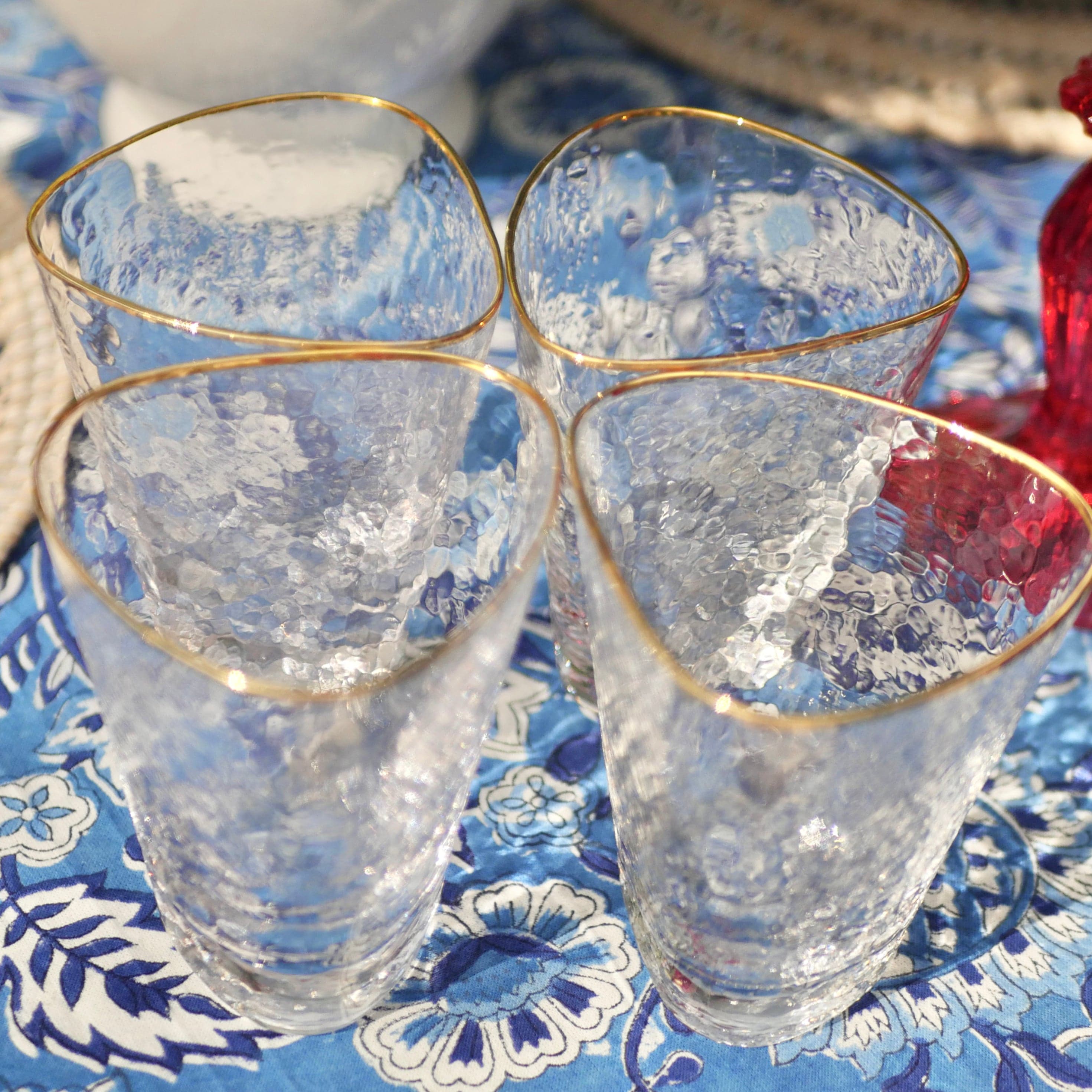 Gold Rimmed Tumblers Hammered Glass