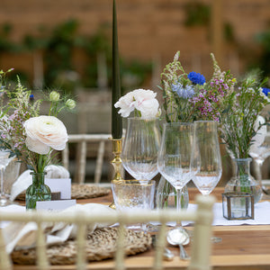 wine glass on wedding tablescape. For hire
