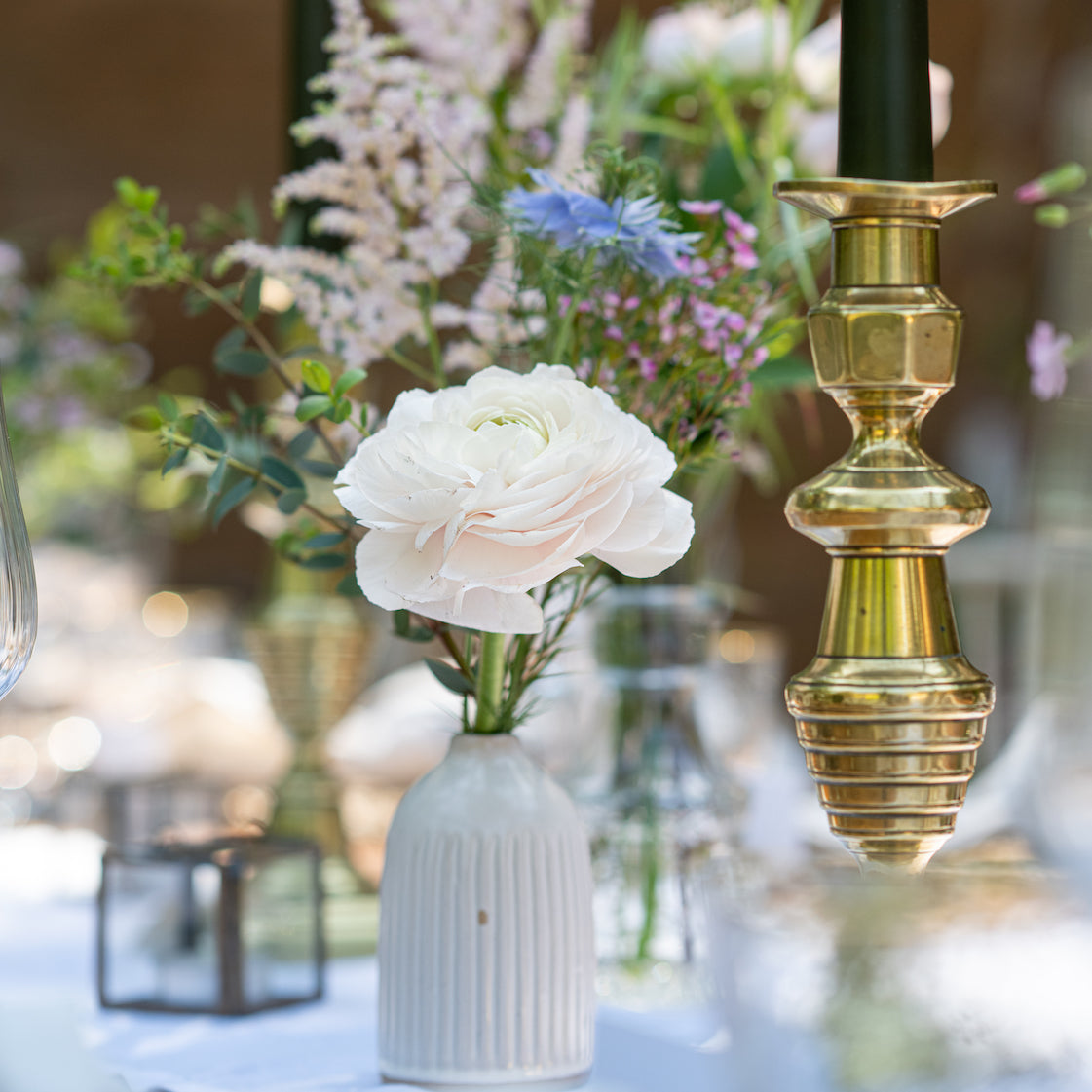 brass candlesticks for wedding tablescapes