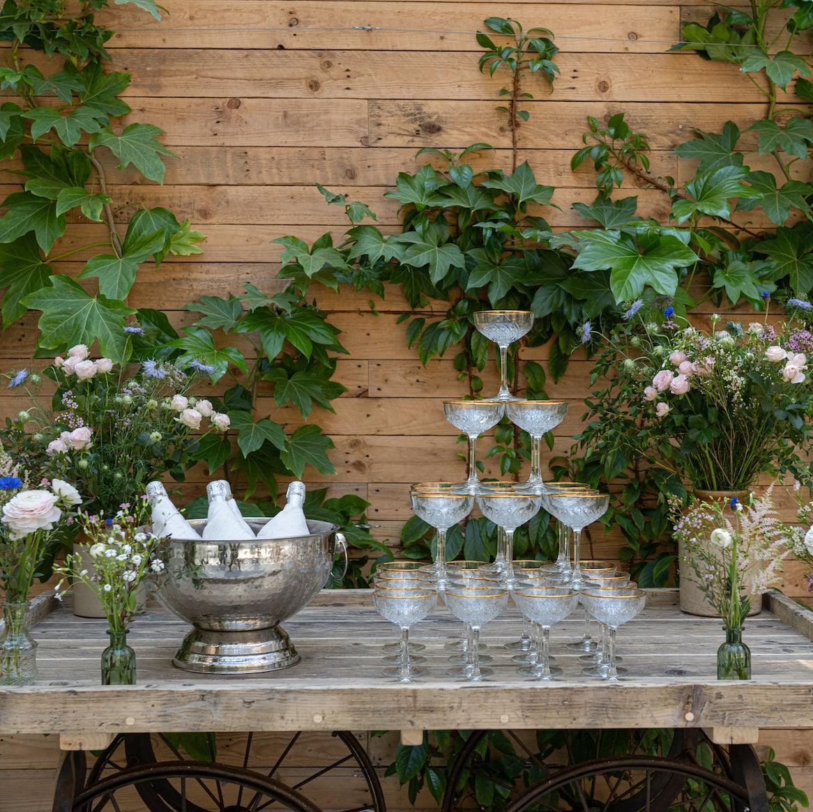 wedding decor, champagne tower
