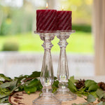 Load image into Gallery viewer, BURGUNDY SCALLOPED PILLAR CANDLES - PAIR
