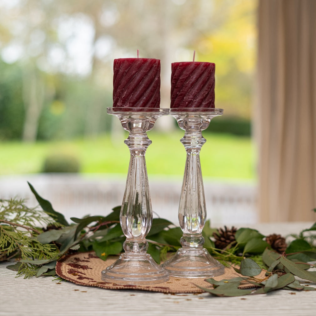 DIANE GLASS CANDLESTICKS - Pair