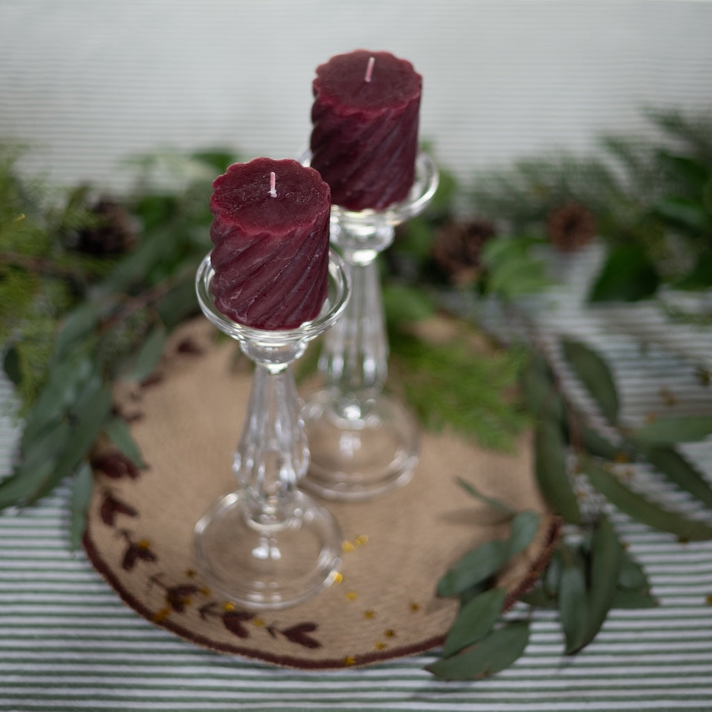 DIANE GLASS CANDLESTICKS - Pair