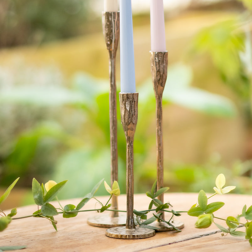 Gold antique effect candlesticks 