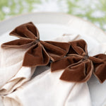 Load image into Gallery viewer, Mocha brown velvet napkin bows 
