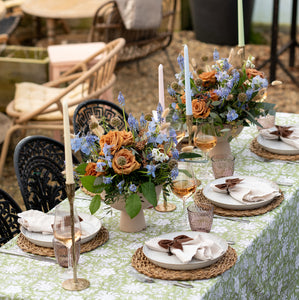 Velvet Napkin bows on rustic tablescape 