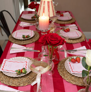 red and pink cotton tablecloth