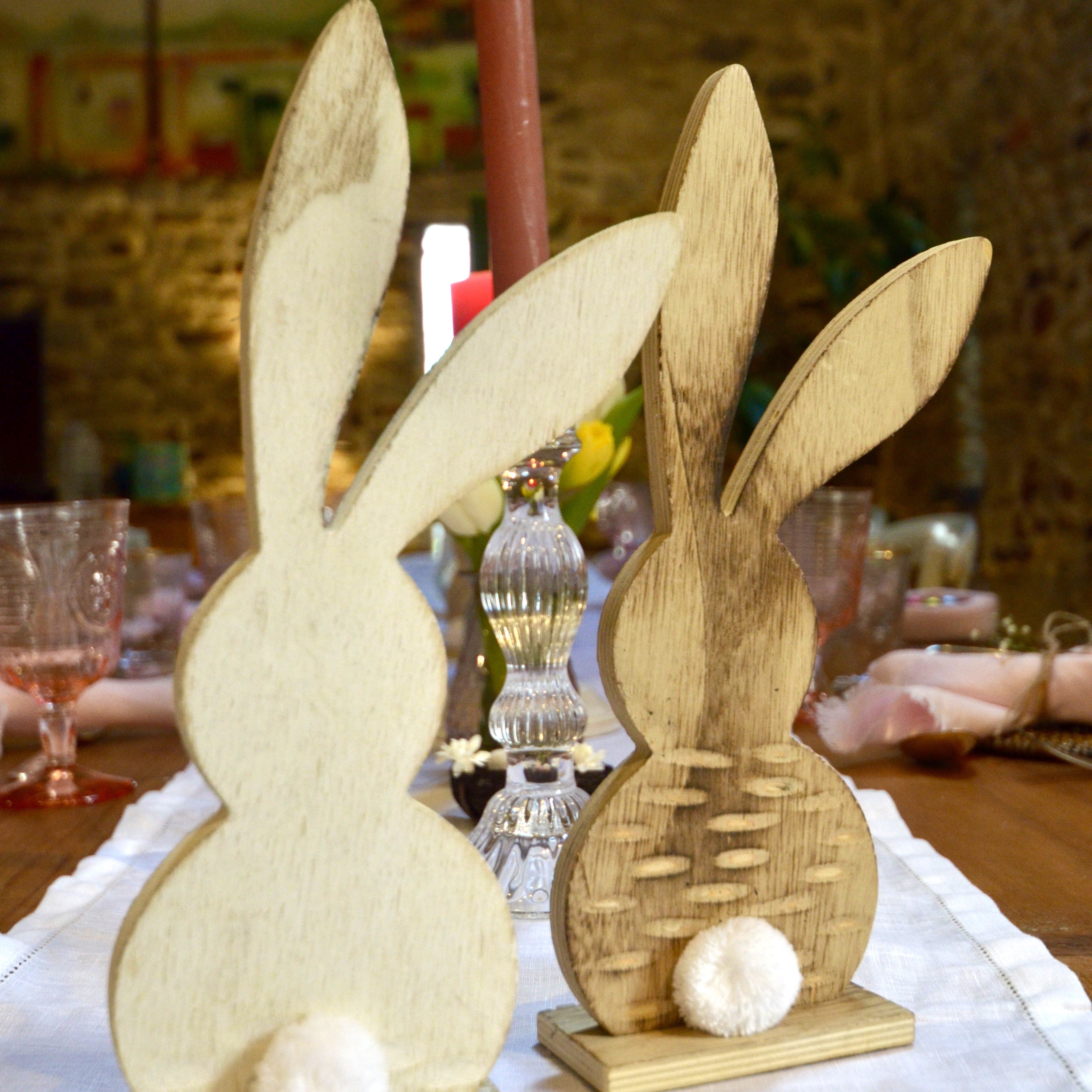 Wooden Easter Bunny Pair