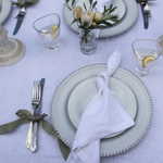 Load image into Gallery viewer, WHITE FRINGED LINEN TABLECLOTH
