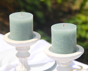 JADE GREEN PILLAR CANDLES - Pair