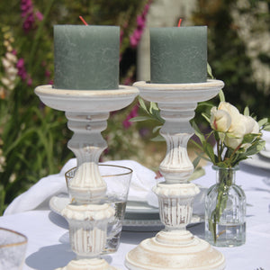 JADE GREEN PILLAR CANDLES - Pair