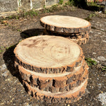 Load image into Gallery viewer, wooden rounds for wedding centrepieces
