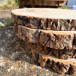 Load image into Gallery viewer, wooden rounds for wedding centrepieces
