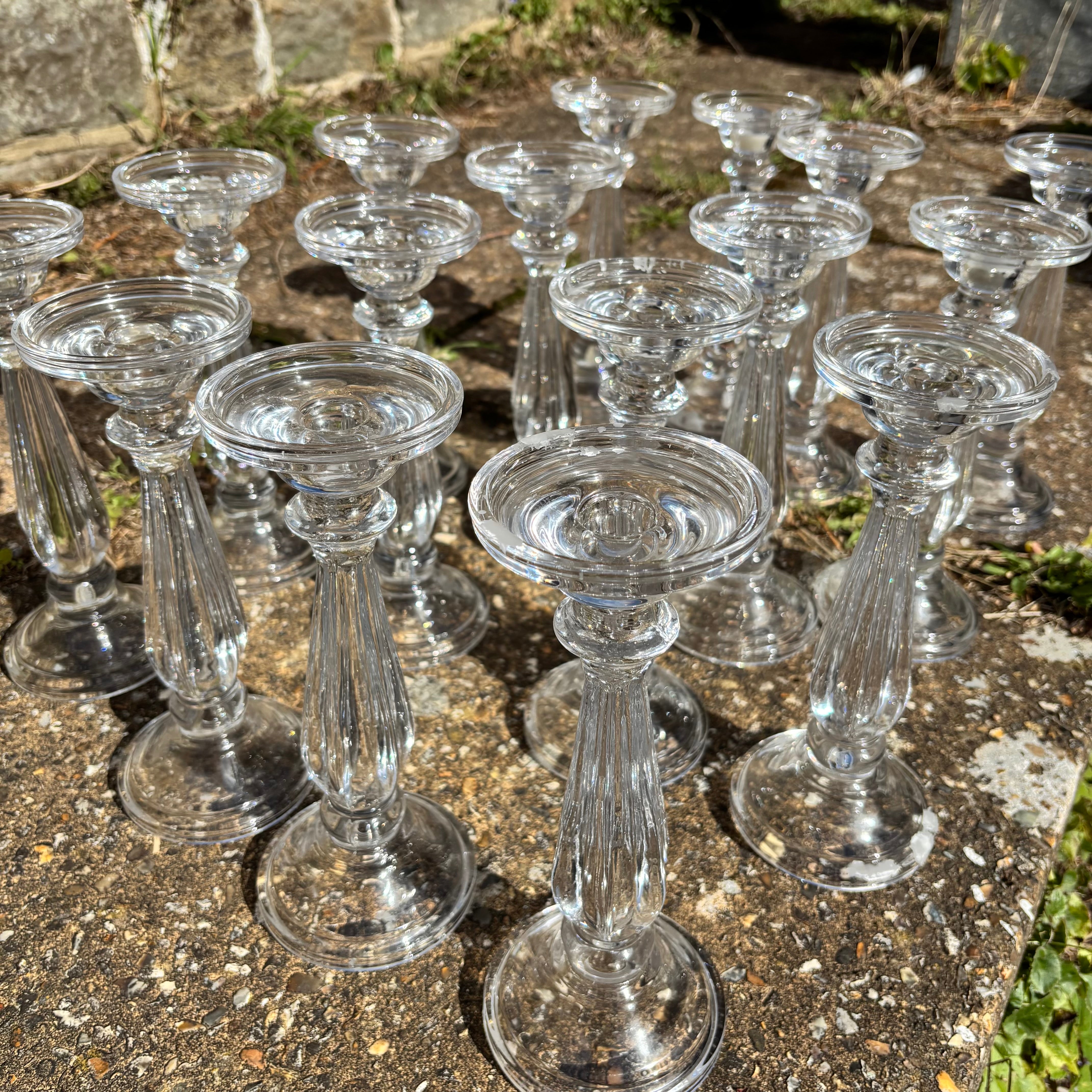 GLASS CANDLESTICKS - HIRE ONLY