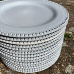 Load image into Gallery viewer, White bobble dinner plates for wedding tableware hire
