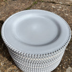 Load image into Gallery viewer, White bobble dinner plates for wedding tableware hire
