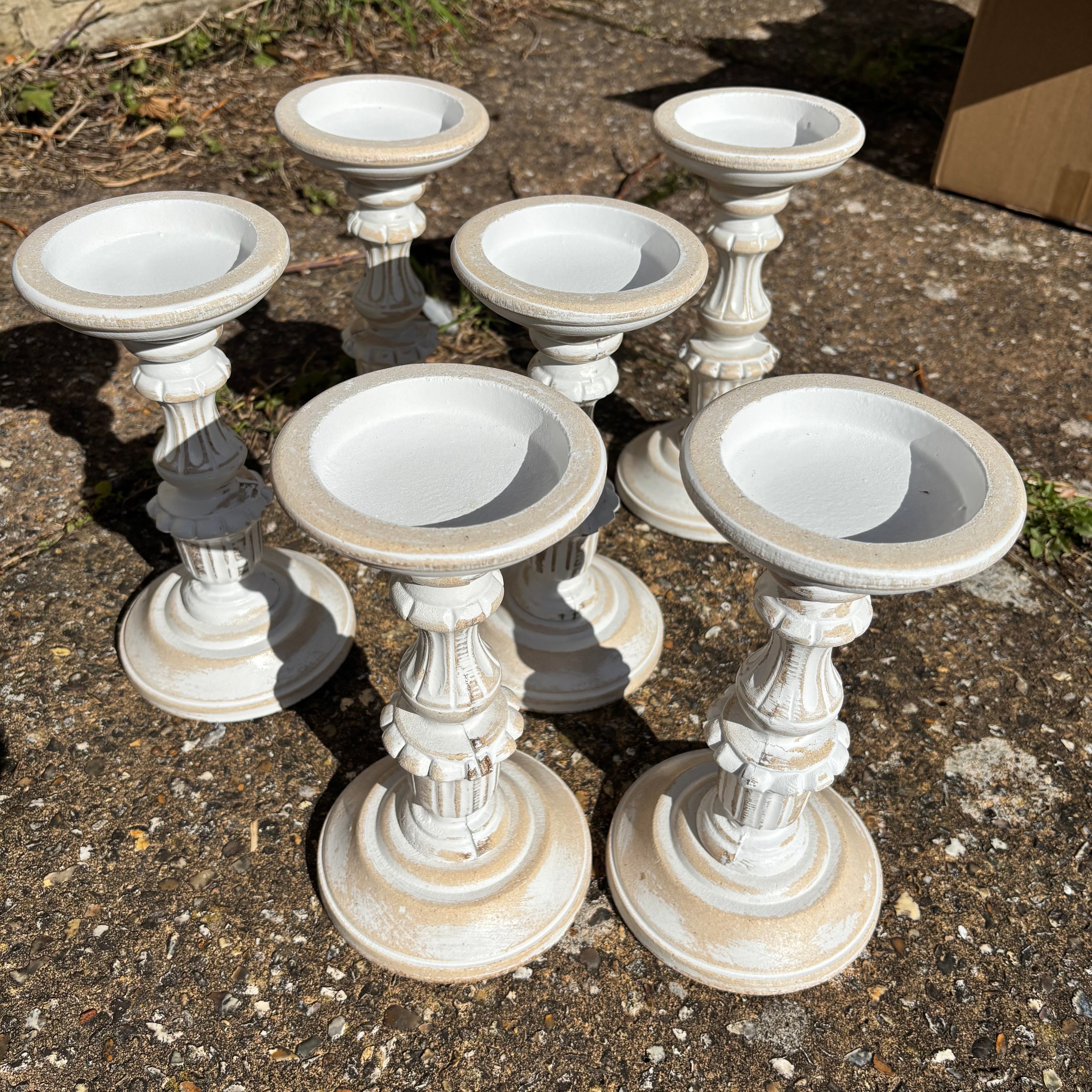 wooden candlestick for wedding tablescape hire