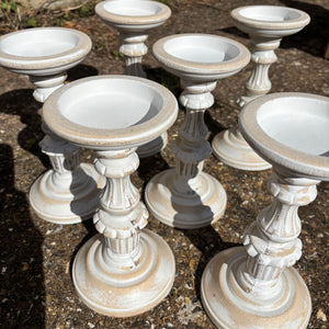 wooden candlestick for wedding tablescape hire