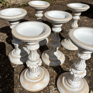 wooden candlestick for wedding tablescape hire