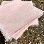 Load image into Gallery viewer, blush pink fringed napkins for wedding tableware hire
