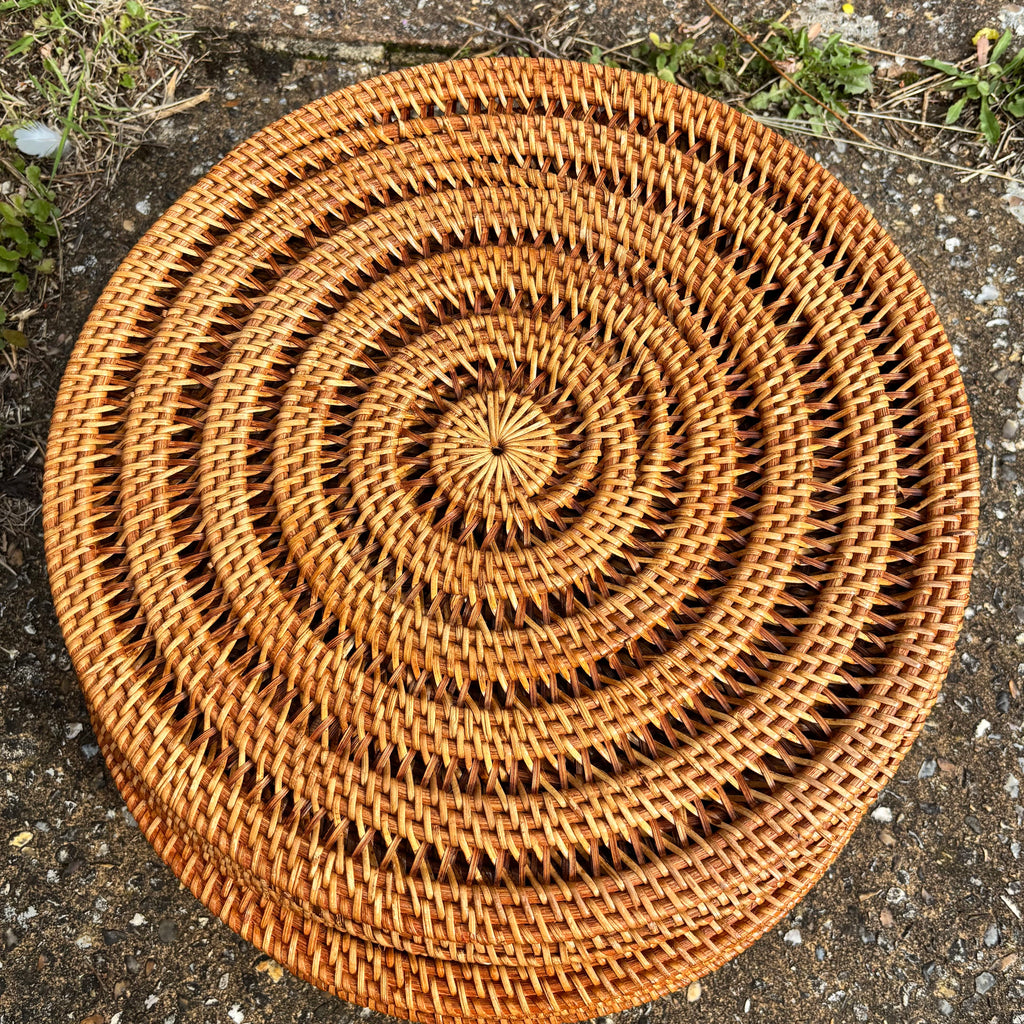Wicker placemat or charger for wedding tablescape 