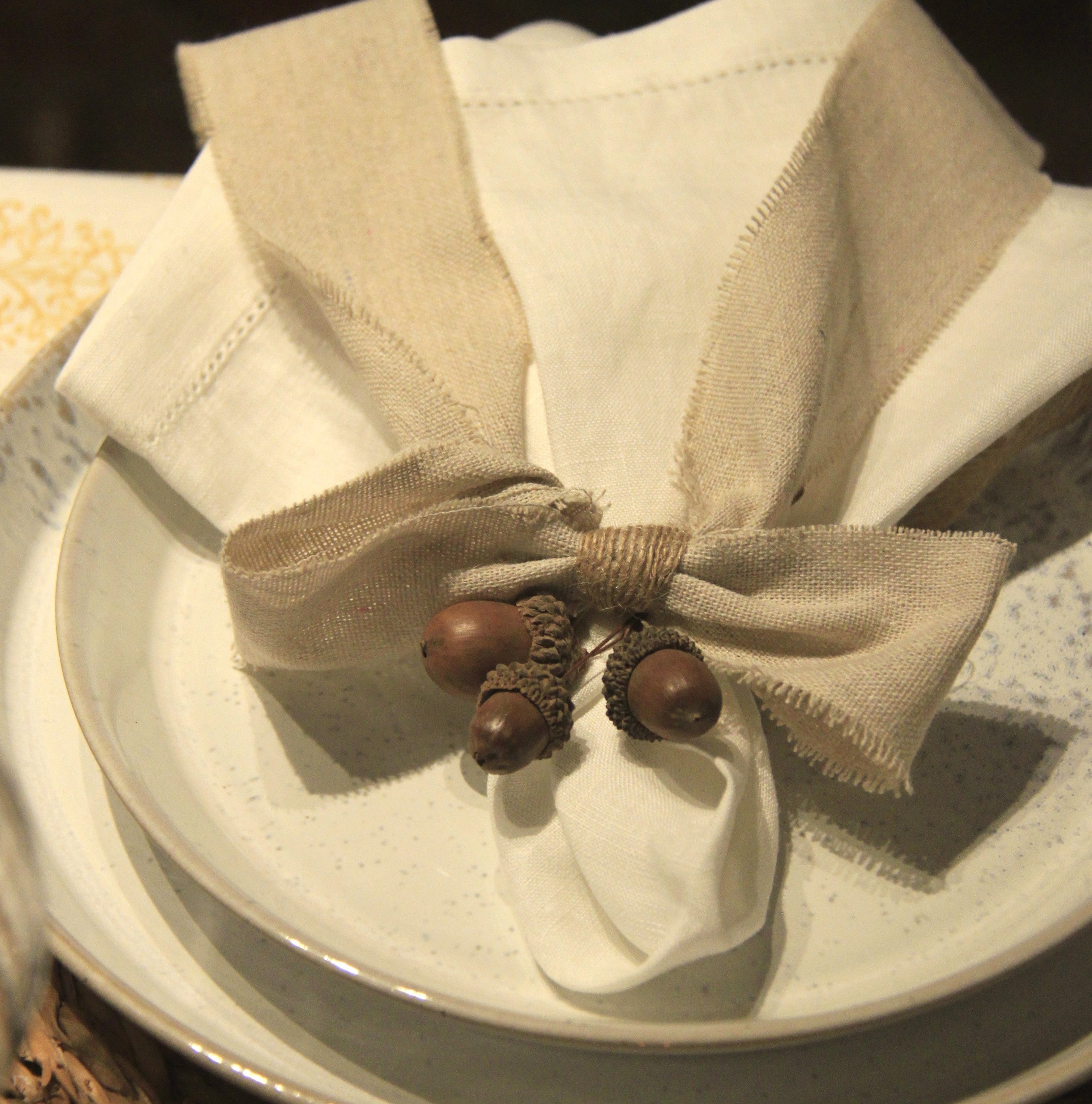 ACORNS NAPKIN DECORATION - Pair