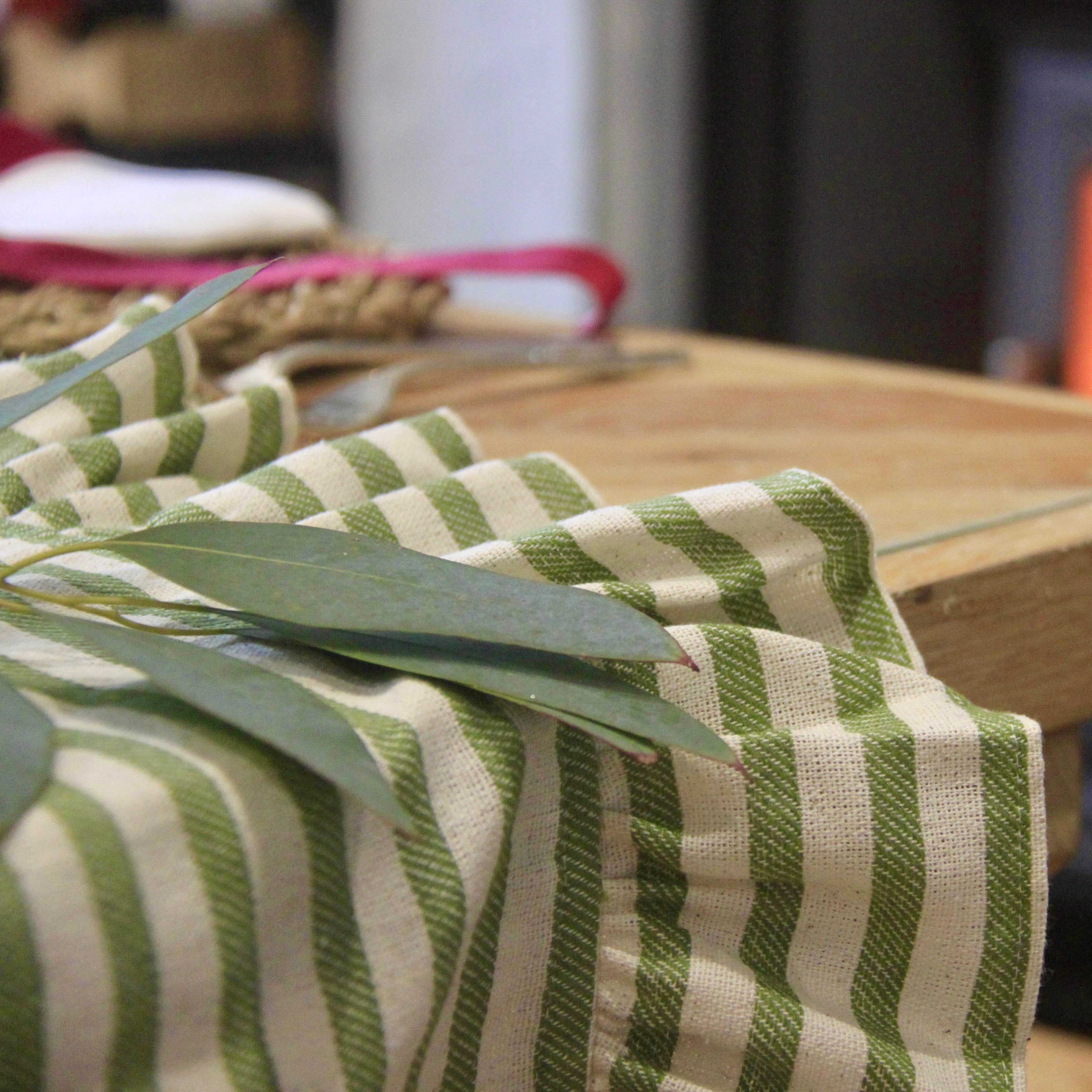 Green Ruffled Table Runner