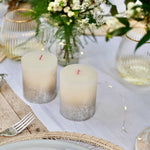 Load image into Gallery viewer, SUGAR PEAR SPARKLY PILLAR CANDLES - Pair
