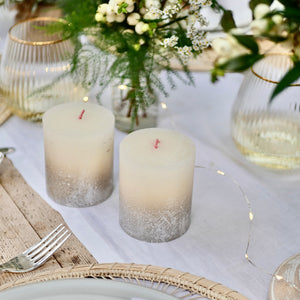 SUGAR PEAR SPARKLY PILLAR CANDLES - Pair