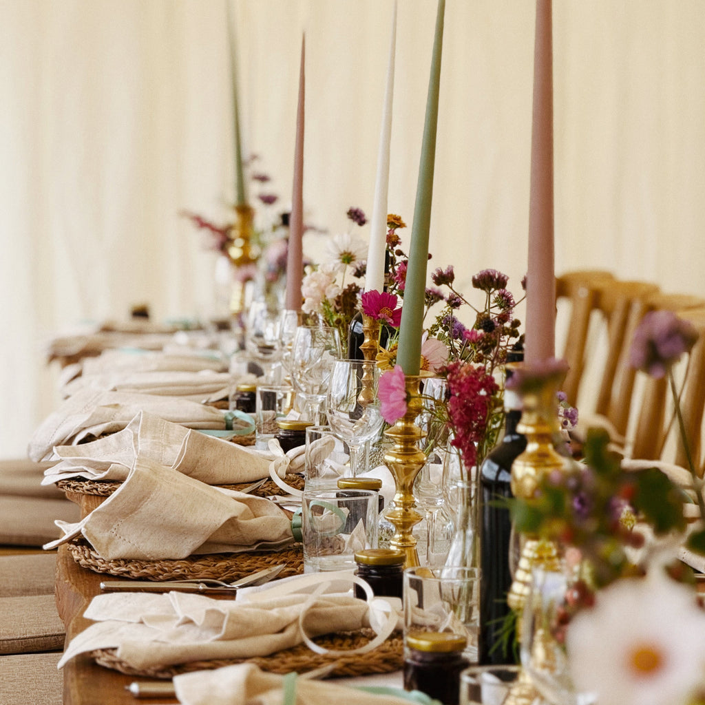 Natural linen napkins available for wedding hire and event tablescapes 