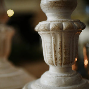 White wooden pillar candle holder, Dress For Dinner