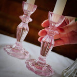 Load image into Gallery viewer, PINK LACE-EDGE CANDLESTICKS - Pair
