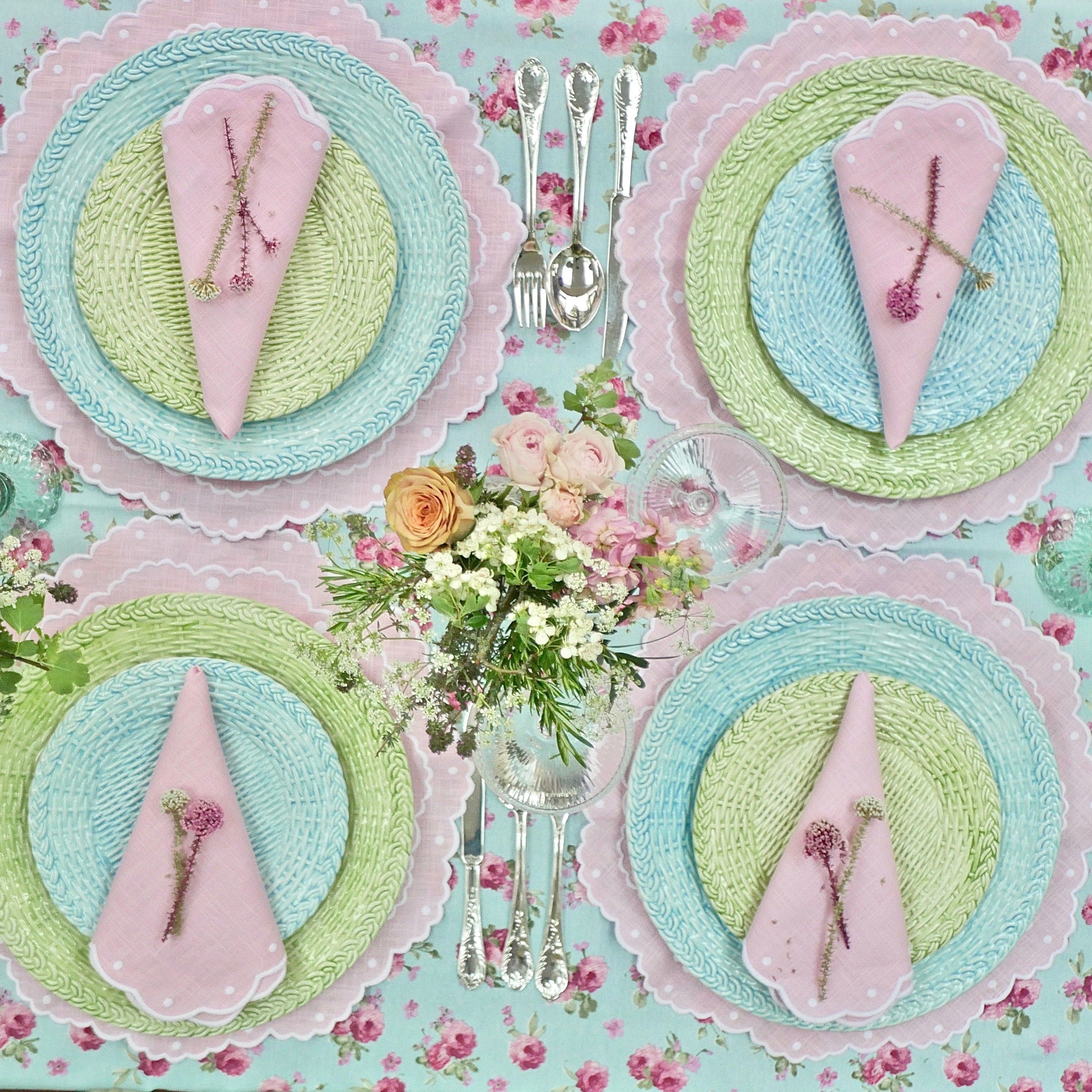 ROSY PINK SCALLOPED PLACEMATS - Pair