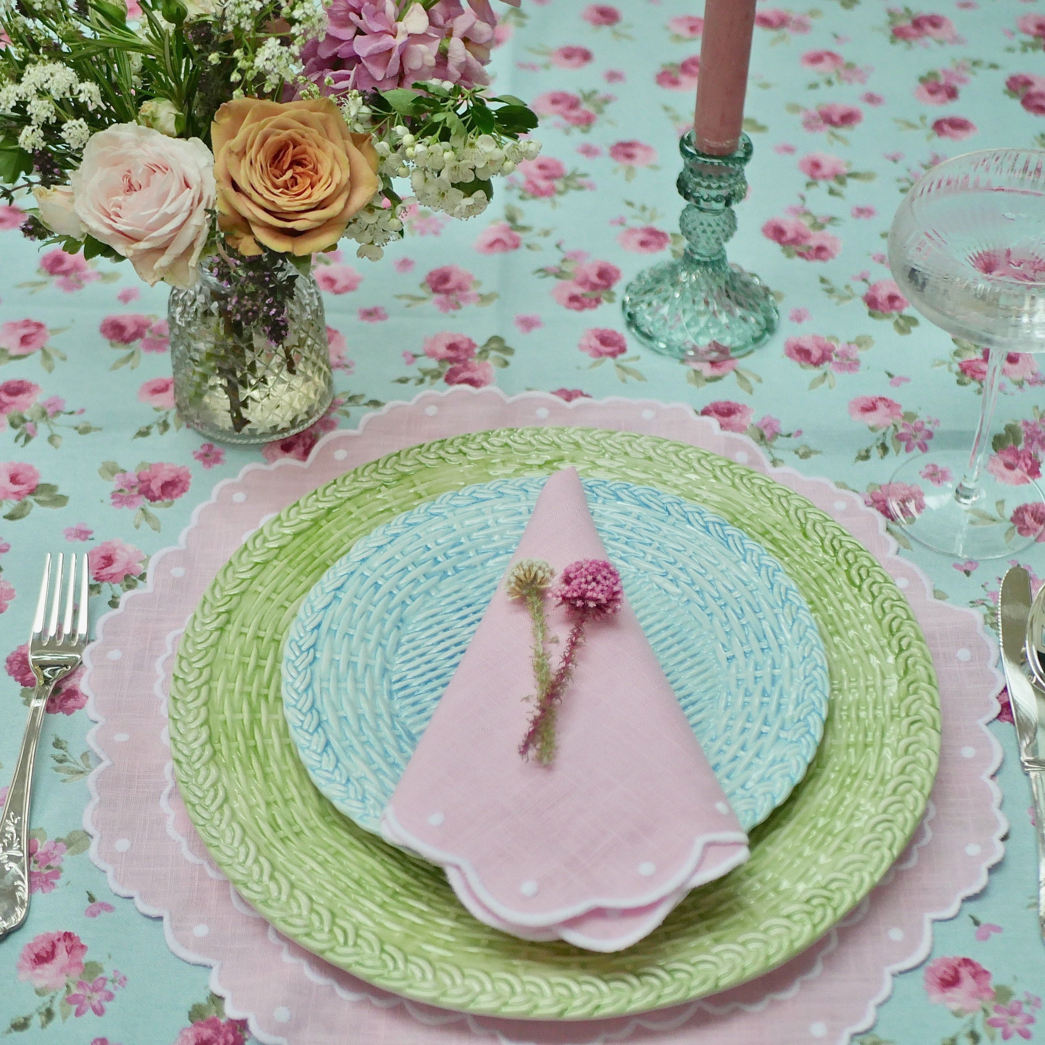 ROSY PINK SCALLOPED PLACEMATS - Pair