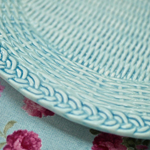 Blue wicker ceramic plates Les Ottomans