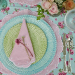 Load image into Gallery viewer, Pink scalloped linen placemat and napkin
