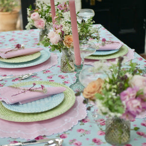 Summer table pink scalloped linen HMA Decor