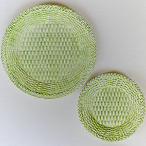 Green Wicker Ceramic Plates Les Ottomans