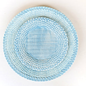 Blue wicker ceramic plates Les Ottomans