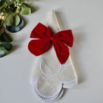 Load image into Gallery viewer, Red Velvet Napkin Bows, Scalloped Linens
