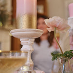 Load image into Gallery viewer, PINK SHIMMER PILLAR CANDLES - Pair
