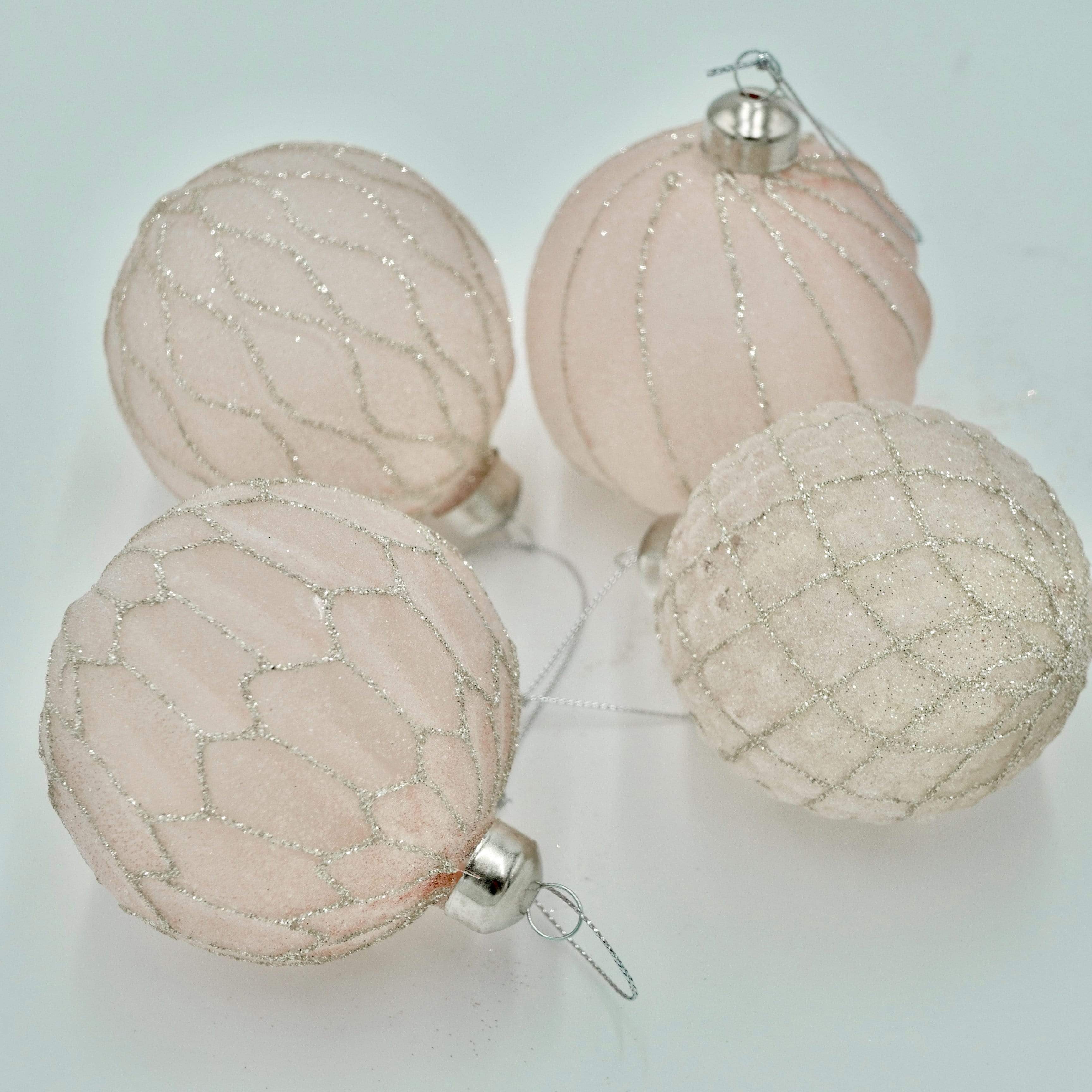 Christmas Baubles Pink Glass