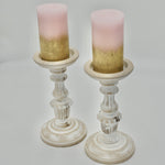 Load image into Gallery viewer, WHITE WOODEN CANDLE HOLDERS - Pair
