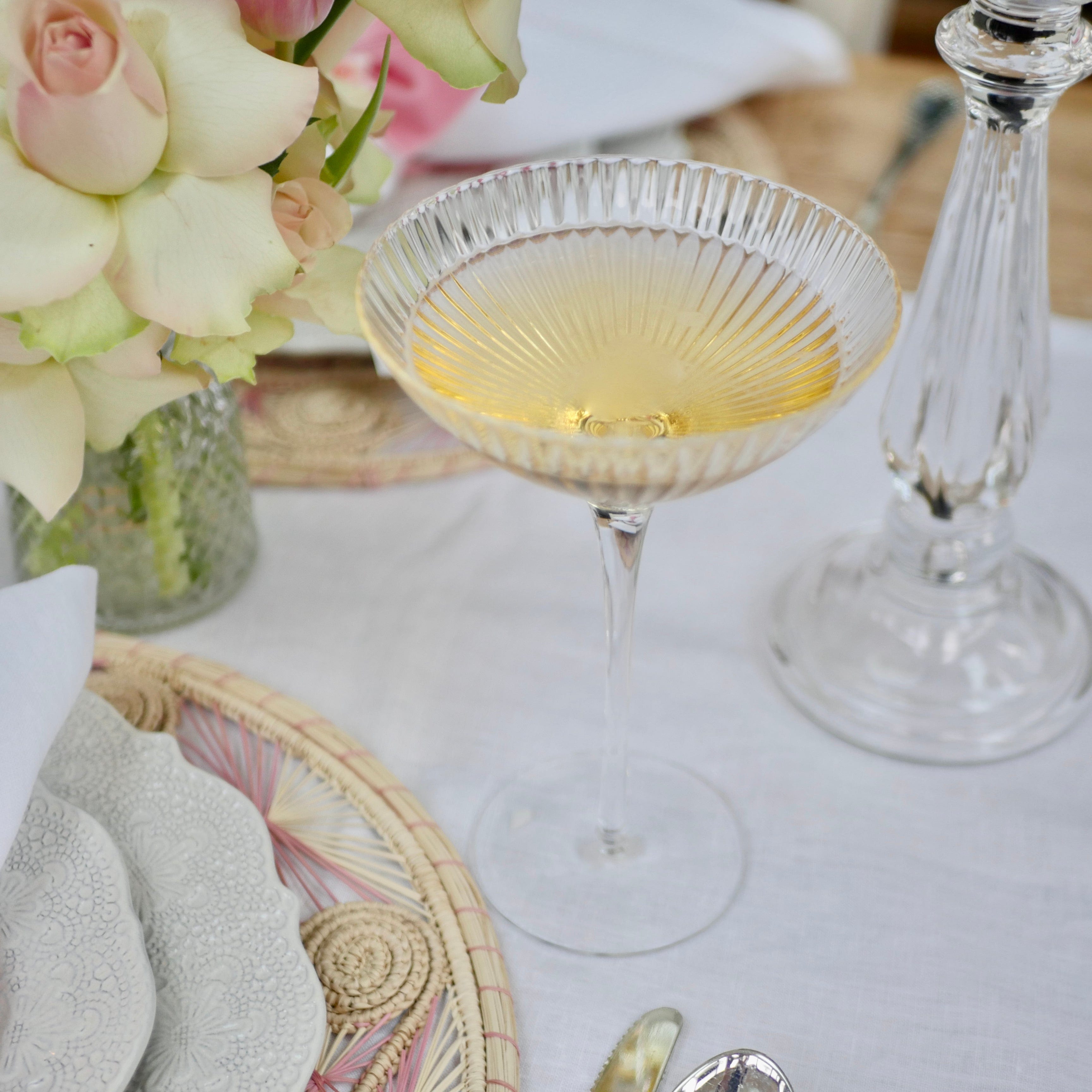 CARRIE CHAMPAGNE COUPES WITH SMALL AIR BUBBLES - Pair