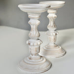 Load image into Gallery viewer, White Wooden Pillar Candle Holders
