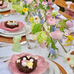 Load image into Gallery viewer, Easter Tablescape triangular hammered effect gold rimmed glasses
