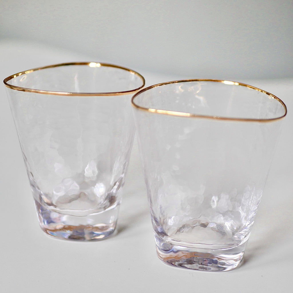 Pair of gold-rimmed tumblers 